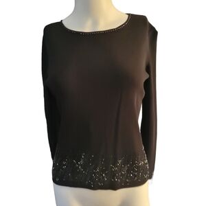 DUE per DUE Collection Beaded Sweater Black S